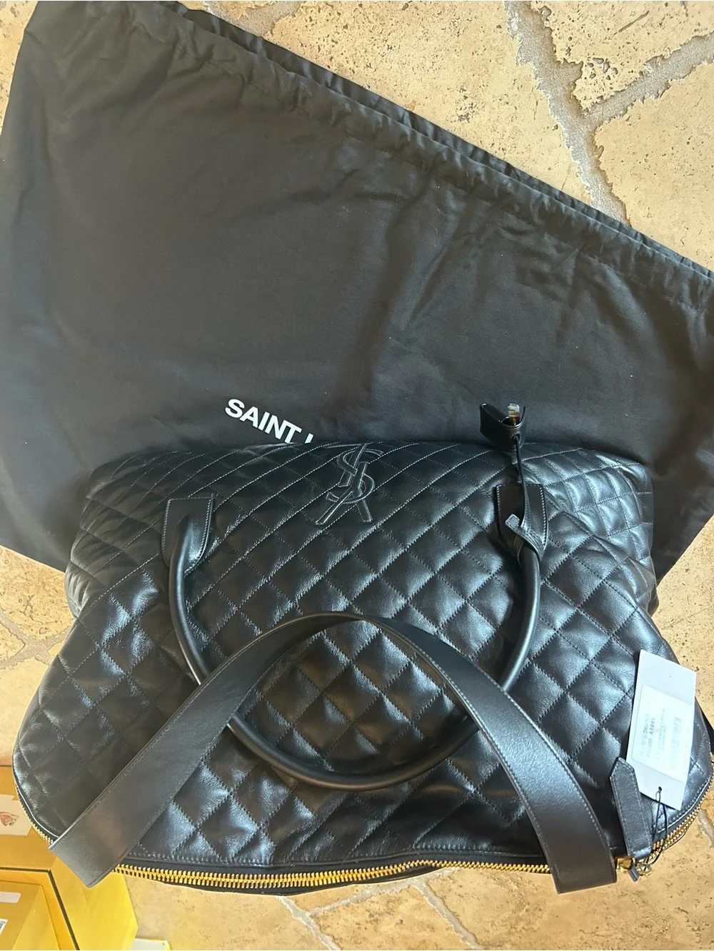 Saint Laurent YSL monogram ES giant Black Quilted Leather travel bag made Italy